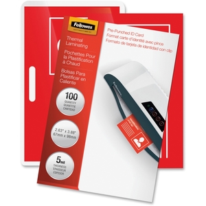 Laminating Pouches,Punched,2-5/8"x3-7/8,100/PK,CL by Fellowes