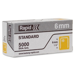 Rapid 23391100 Fine Wire Staples, No. 19, 1/4"L, 5000/BX, Gray by Rapid