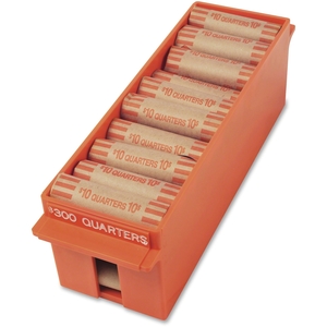 MMF INDUSTRIES 212072516 Rolled Coin Tray, Quarters, 3-3/8"x3-5/8"x11-1/2", Orange by MMF