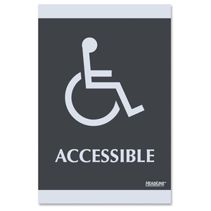 U.S. Stamp & Sign 4764 ADA Signs,"ACCESSIBLE", Adhesive, 6"x9", Silver/Black by U.S. Stamp & Sign