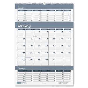 HOUSE OF DOOLITTLE 342 Triple Month Wall Calendar, Jan-Dec,12"x17" , BEGY by House of Doolittle