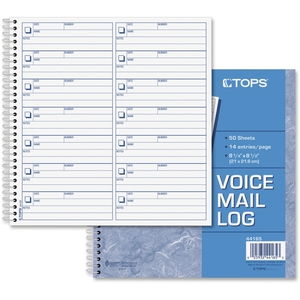 Tops Products 44165 Voice Message Log Book, Flash Format, 1,400 Messages per 8 1/2 x 8 1/4 Book (TOP44165) by TOPS