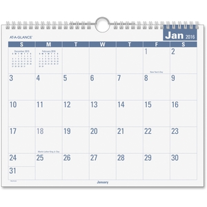 ACCO Brands Corporation PMLP828 EZ-Read Wall Calendar, 12Mth Jan-Dec, Assorted by At-A-Glance