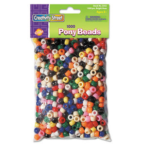 The Chenille Kraft Company 3552 Pony Beads, Plastic, 6mm x 9mm, Assorted Colors, 1000 Beads/Pack by THE CHENILLE KRAFT COMPANY