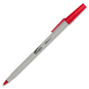 Integra 30029 Ballpoint Stick Pen,Medium Point,Light Gray Barrel,Red Ink by Integra