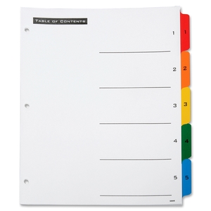 National Industries For the Blind 7530013649489 Table Of Content Dividers,Tabs 1-5, 8-1/2"x11", Multicolor by SKILCRAFT