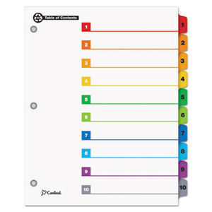 Cardinal Brands, Inc 71018 100% Recycled OneStep Index System, Multicolor 10-Tab, 11 x 8-1/2, 1 Set by CARDINAL BRANDS INC.