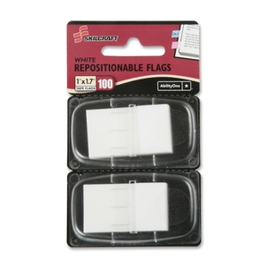 National Industries For the Blind 7510013152022 Self Stick Flags, Repositionable,100/PK,1"x1-3/4",White by SKILCRAFT