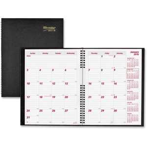 Dominion Blueline, Inc CB1262C.BLK Monthly Planner,14 Month,2PPM,Hard Cover,11"x8-1/2",Black by Brownline