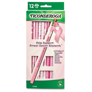 DIXON TICONDEROGA COMPANY 13960 Breast Cancer Pencil, No 2, Latex Free Eraser,Pink by Ticonderoga