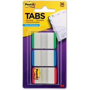 3M 686LGBRT Durable File Tabs, 1", 24/PK, Assorted by Post-it