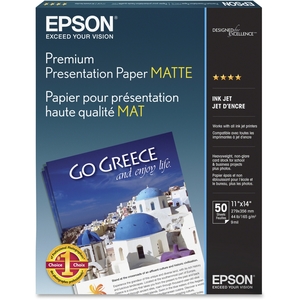 Epson Corporation S041468 Presentation Paper, Matte, 11"x14", 50 Shts, 97 Brt by Epson