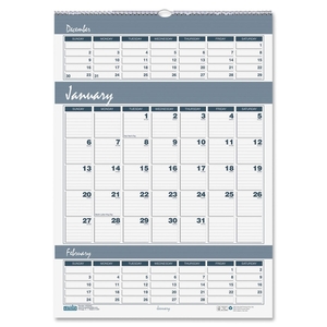 HOUSE OF DOOLITTLE 343 Triple Month Wall Calendar, Jan-Dec,15-1/2"x22" , BEGY by House of Doolittle