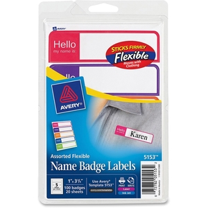 Avery 5153 Name Badges, 2-11/32"x3-3/8", 40/PK, Assorted by Avery