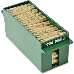 MMF INDUSTRIES 212071002 Rolled Coin Tray, Dimes, 3-3/16"x3-5/8"x9-1/8", Green by MMF