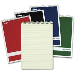 Tops Products 80221 TOPS Steno Book with Assorted Colored Cover, 6 x 9, Green Tint, 4 80-Sheet Pads/Pack by TOPS