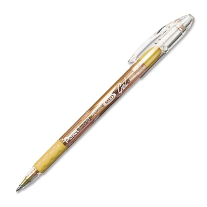 PENTEL OF AMERICA K908X Gel Roller Pen,Waterproof,Medium Pt.,Gold Metallic Ink by Pentel Arts