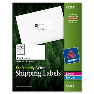 Avery 48263 Labels, Shipping, 2"x4", 250/PK, White by Avery