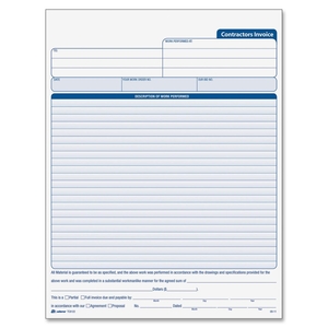 Contractors Invoice,3-Part,Crbnls,8-3/8"x11-7/16",50St/BK,WE by Cardinal