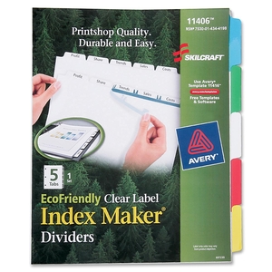 National Industries For the Blind 4344198 Index Marker Dividers, 5/ST, Multi by SKILCRAFT