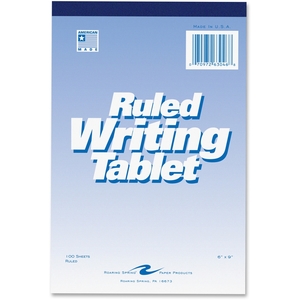 Roaring Spring Paper Products 63046 Writing Tablet, 6"x9", 100 Sheets, Wide, White by Roaring Spring