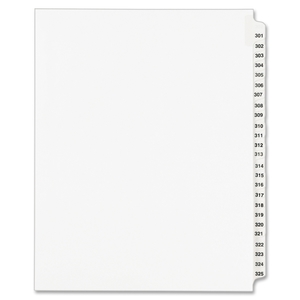 Avery LG301325LTS Index Dividers, Side Tab, 301-325, 8-1/2"x11", White by Avery