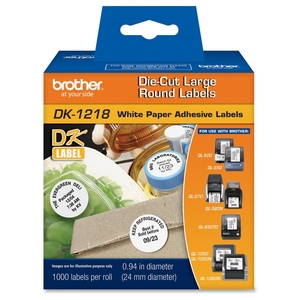 Brother Industries, Ltd DK1218 Round Labels,For QL500/QL550/QL650TD,1"x1",1000/RL,White by Brother