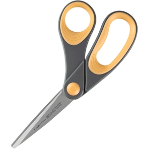 National Industries For the Blind 5110016296579 Titanium Scissors, 8", Bent, Gray/Yellow by SKILCRAFT