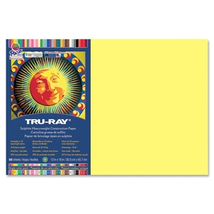 PACON CORPORATION 103046 Construction Paper,76 lb.,12"x18",50/PK,Light Yellow by Tru-Ray