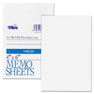 Tops Products 7861 Memo Sheet, 4"x6", 500 Sh/Pk, White by TOPS