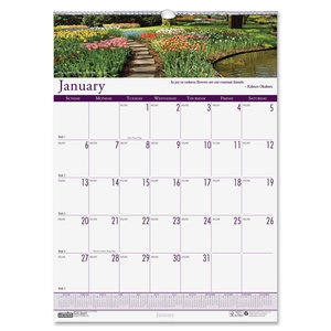 HOUSE OF DOOLITTLE 302 Wall Calendar, "Gardens of the World", 12"x16-1/2" by House of Doolittle