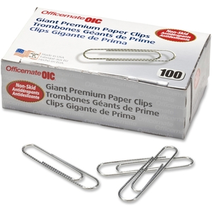 Paper Clips, Giant Premium, .040 Gauge, 100/BX, Silver by OIC