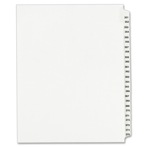 Avery LG351375LTS Index Dividers, Side Tab, 351-375, 8-1/2"x11", White by Avery