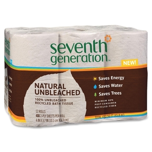 Seventh Generation, Inc 13735 Bathroom Tissue, 2-Ply, 400 Shts, 12RL/PK, Natural by Seventh Generation