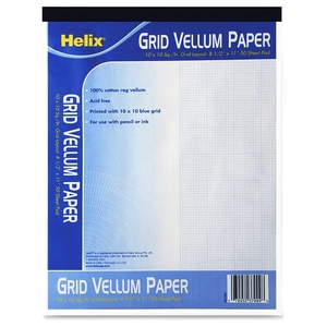 Helix 37999 Vellum Paper Pad, 10x10 Blue Grid,8-1/2"x11", 50 Sheets by Helix