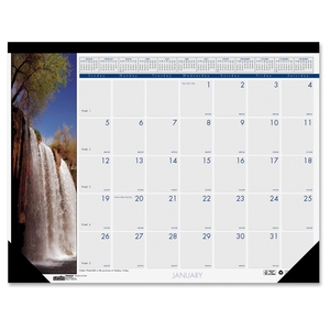 ELMER'S PRODUCTS, INC 1716 Desk Pad,12 Mths Jan-Dec,18-1/2"x13", Waterfalls by House of Doolittle