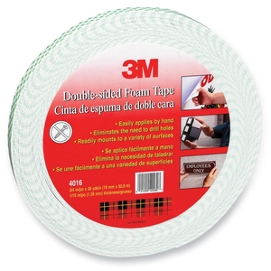 3M 4016 Foam Tape, Double-Coated, 1/16" Thick, 3/4"x36 Yards, WE by 3M