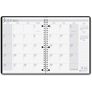 Monthly Planner, 2PPM, 14Mth July-Aug, Black by House of Doolittle