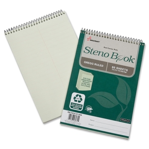 National Industries For the Blind 7530016116426 Steno Notebook, 16lb, Gregg Rld, 6"x9", 60 Shts, 6/PK, GN by SKILCRAFT