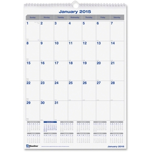 Dominion Blueline, Inc C171303 Carbon Wall Calendar, 1Ppm, 12Mth Jan-Dec, White by Blueline