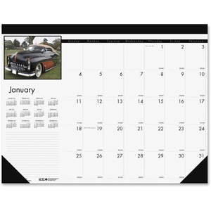 HOUSE OF DOOLITTLE 1696 Desk Pad Calendar, 12Mths Jan-Dec, 18-1/2"x13", Classic Cars by House of Doolittle