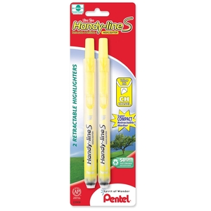 PENTEL OF AMERICA SXS15BP2G Highlighter,Retract.,Refillable,Chisel Tip,2/PK,Yellow by Pentel