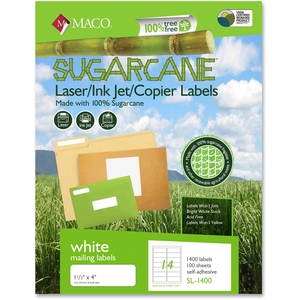 Maco MSL1400 Sugarcane Lables, 1-1/3"x4", White by Maco