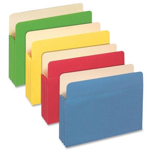 Tops Products 1524E ASST File Pockets, 3-1/2 Exp, Ltr, 800 Shts, 25/BX, Assorted by Globe-Weis