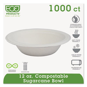 Eco-Products, Inc EPBL12 Compostable Sugarcane Dinnerware, 12oz Bowl, White, 1000/Carton by ECO-PRODUCTS,INC.