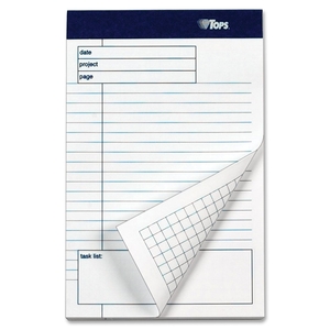 Tops Products 77152 Planning Pad,Ruled w/Task List,5"x8",40 Sh/PD,6/PK,White by TOPS