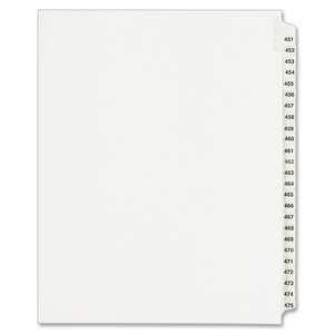 Avery LG451475LTS Index Dividers, Side Tab, 451-475, 8-1/2"x11", White by Avery