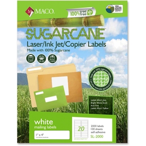 Maco MSL2000 Sugarcane Labels, 1"x4", White by Maco