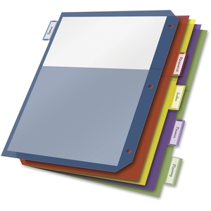 Sanford, L.P. 84003 Extra-Tough Poly Index Dividers, 5-Tab, Double Pocket, Assorted Colors (CRD84003) by Cardinal