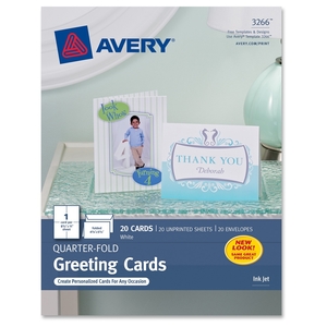 Avery 3266 Quarter-Fold Card, 4-1/4"x5-1/2", 20 Cards/Env, White by Avery